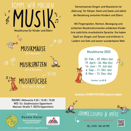 Neue Kurse 2023 ::: Musikatelier ::: Musikkurse für Kleine